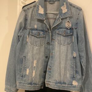 Distressed Denim with studs Jacket new no tags size L